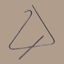 Traditional Mauritian triangle instrument on a neutral background.